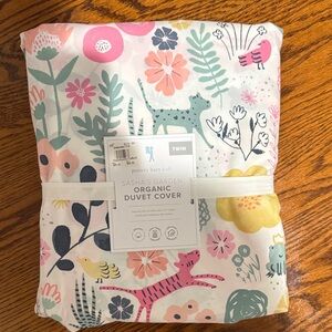 NEW!Pottery Barn Kids Sasha's Garden Organic Duvet Cover - Pink, Green, Yellow